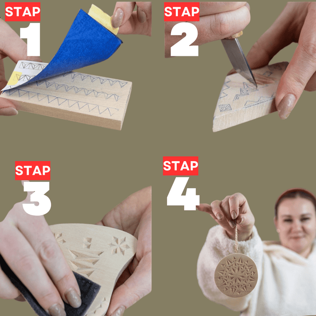 Houten kerstballen graferen - DIY Pakket