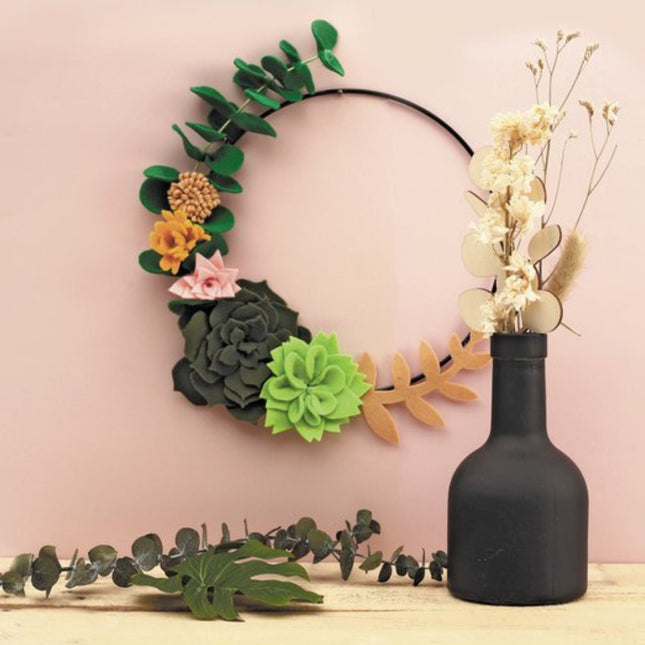 Vilt Bloemenkrans Groen - DIY pakket