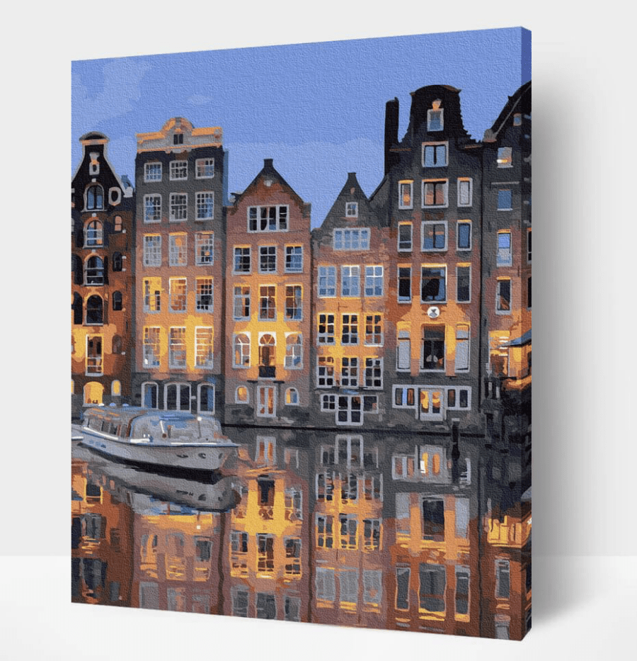 "Amsterdam bij nacht" Paint by Numbers - DIY pakket